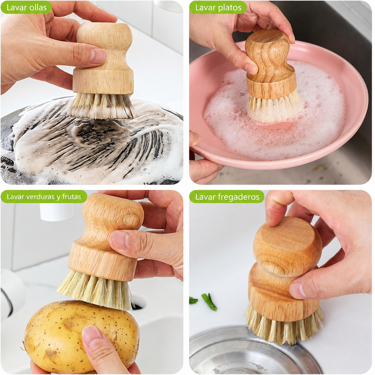 Cepillo para Fregar Platos de bambú