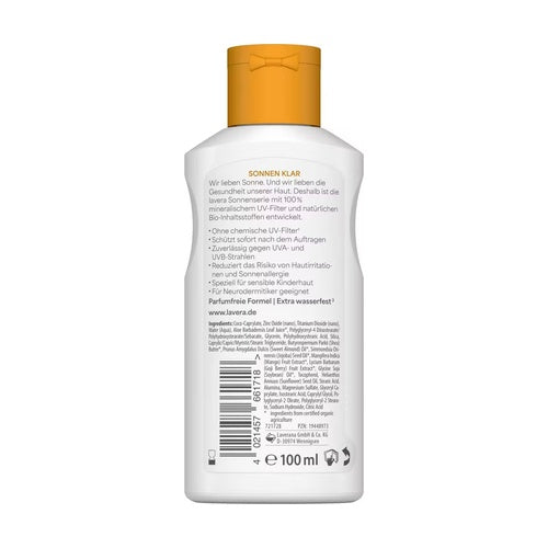 Loción Lavera solar sensitive kids SPF50