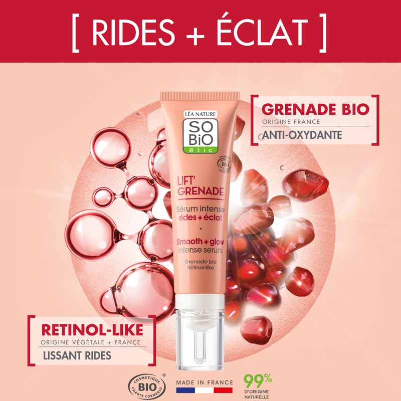 Sérum facial intenso lift’grenade retinol-like SO’BiO