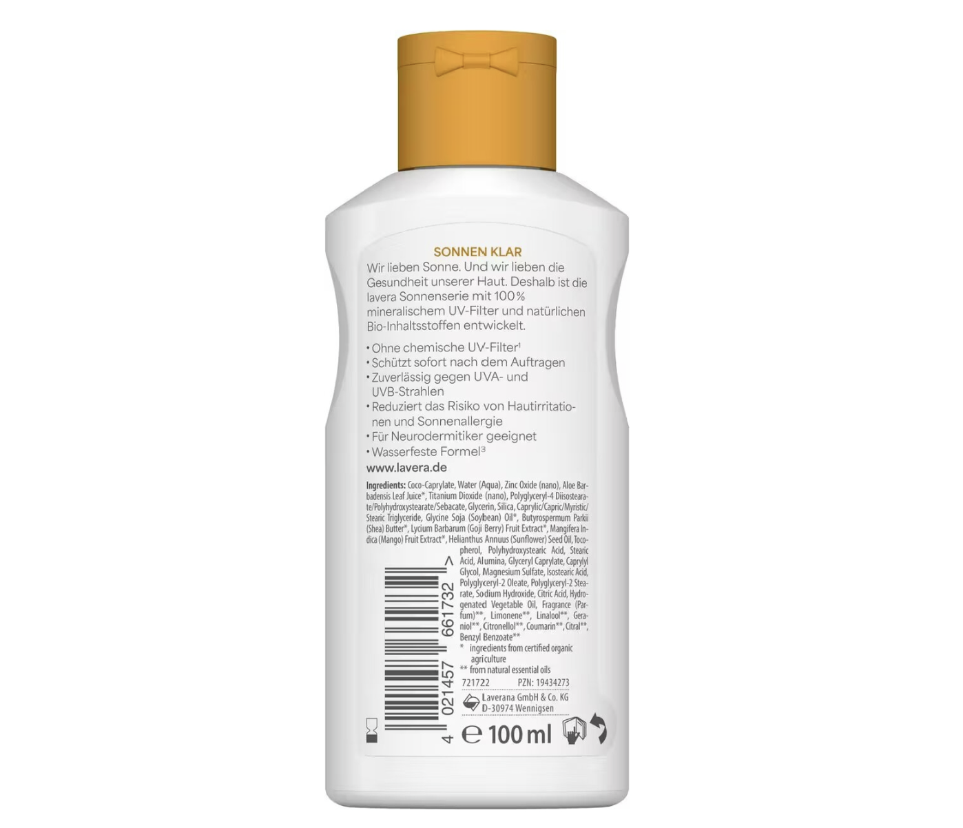 Loción Lavera solar sensitive SPF30 100ml