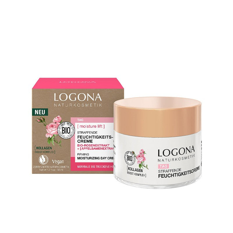 Crema de día hidratante reafirmante Rosas BIO y semillas de manzana Logona