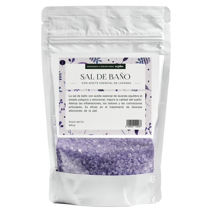 Sal de baño con aceite esencial de lavanda
