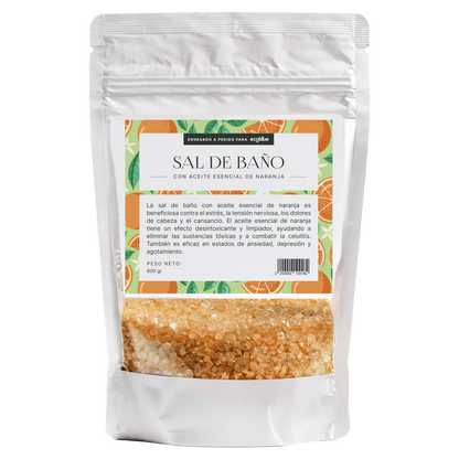 Sal de baño con aceite esencial de naranja