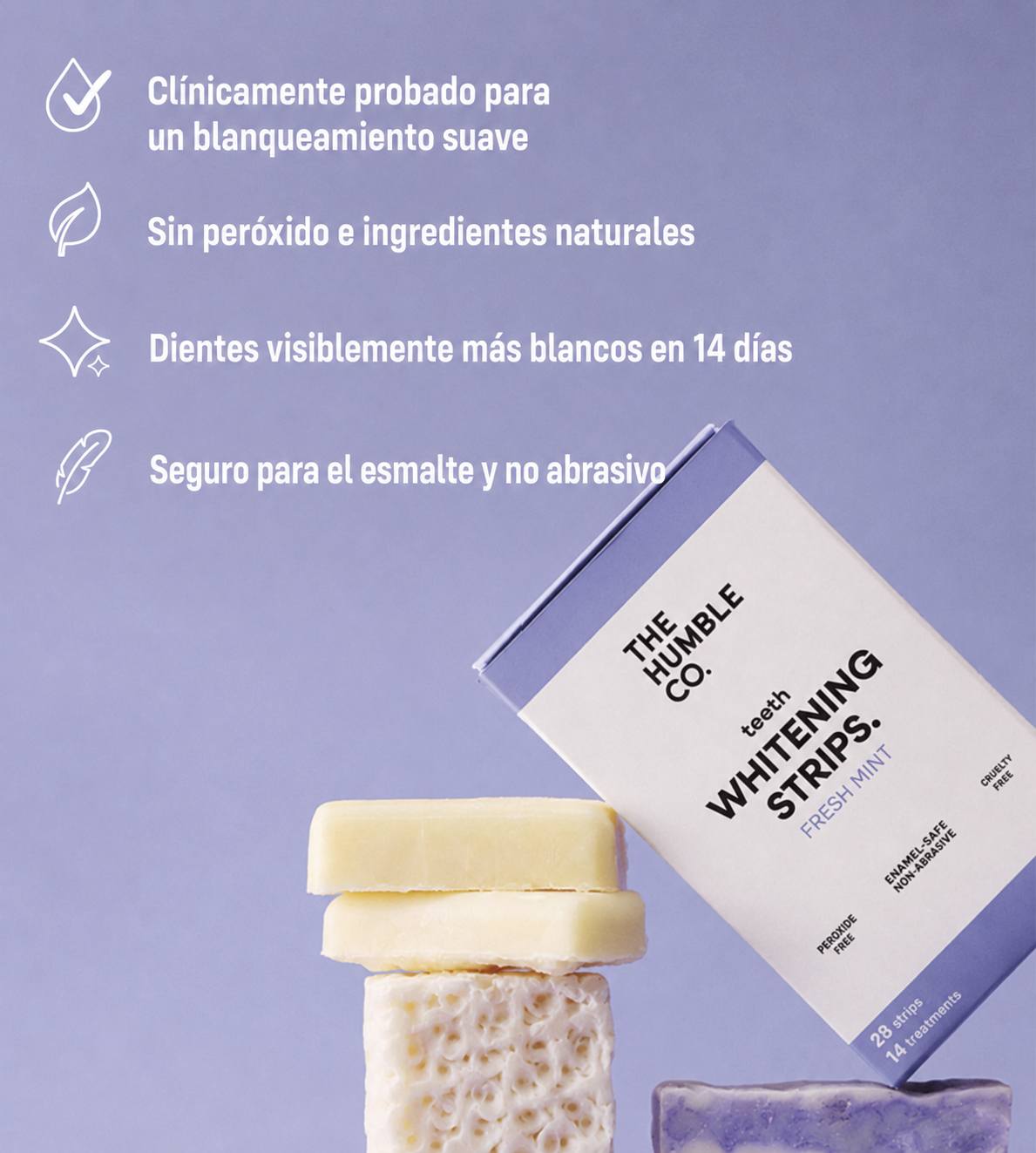Tiras blanqueadoras dientes - menta de The Humble Co
