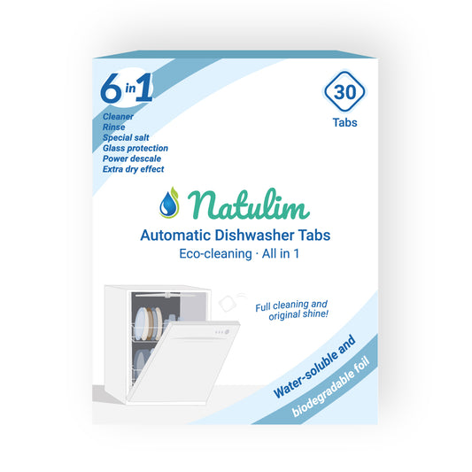 Pastillas de Lavavajillas Biodegradables e Hidrosolubles 6 en 1, Natulim