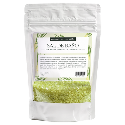 Sal de baño con aceite esencial de lemongrass