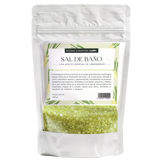 Sal de baño con aceite esencial de lemongrass