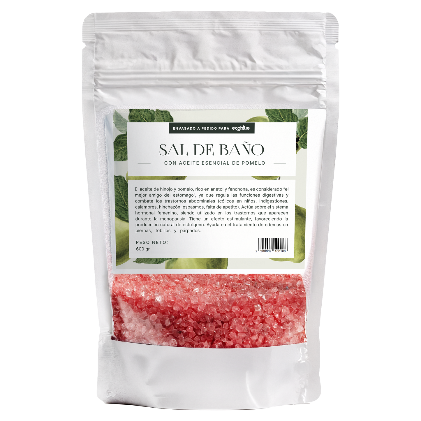 Sal de baño con aceite esencial de pomelo