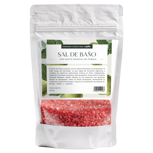 Sal de baño con aceite esencial de pomelo