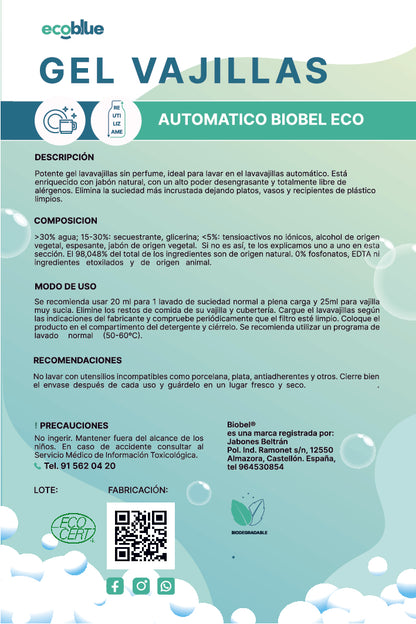 Gel Lavavajillas Maquina Biobel