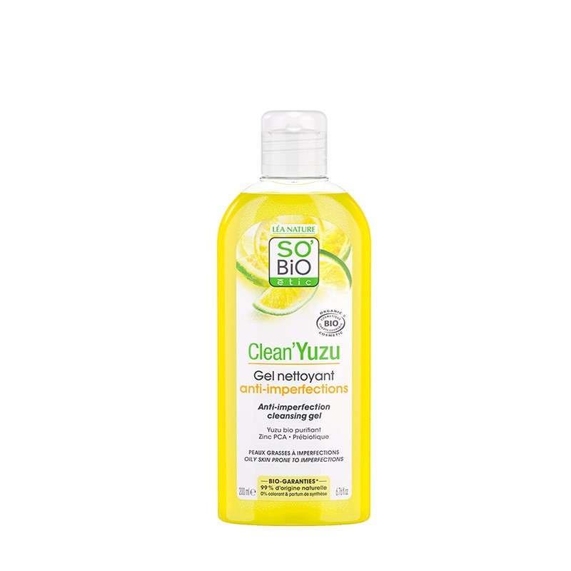 Gel limpiador natural anti imperfecciones Clean Yuzu SOBiO