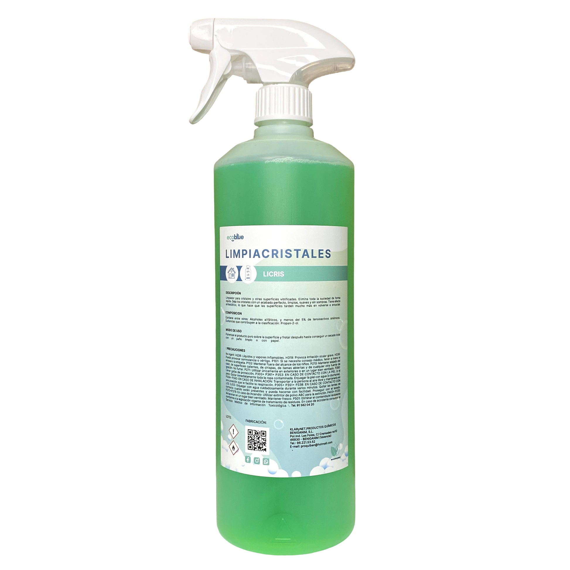 Limpiacristales Biodegradable Licris - Biodegradable y Anti-Estático 1L