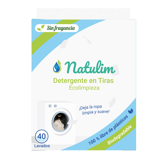 Eco-Tiras de Detergente Sin Fragancia 40 lavados Natulim